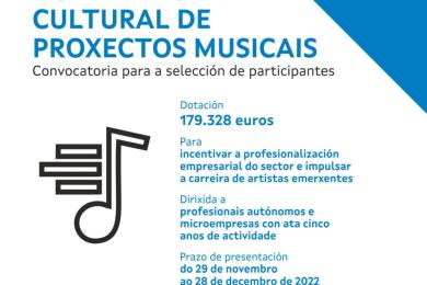 A Xunta crea unha aceleradora de proxectos musicais para estimular a profesionalización do sector e impulsar artistas emerxentes