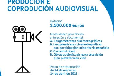 A Xunta inviste 2,5 millóns de euros na produción galega de longametraxes, series e curtas a través da súa connvocatoria anual de subvencións