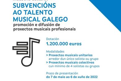 A Xunta abre unha nova liña de axudas para o talento musical galego cun investimento de 1,2 millóns de euros