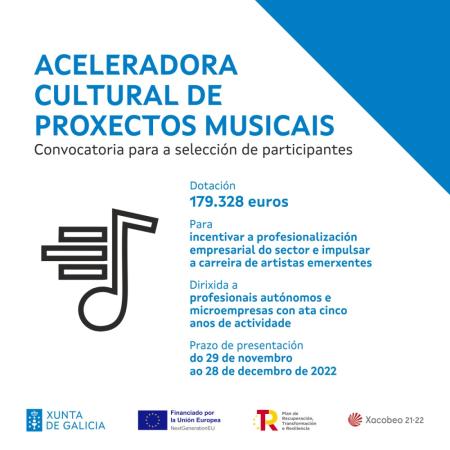 A Xunta crea unha aceleradora de proxectos musicais para estimular a profesionalización do sector e impulsar artistas emerxentes