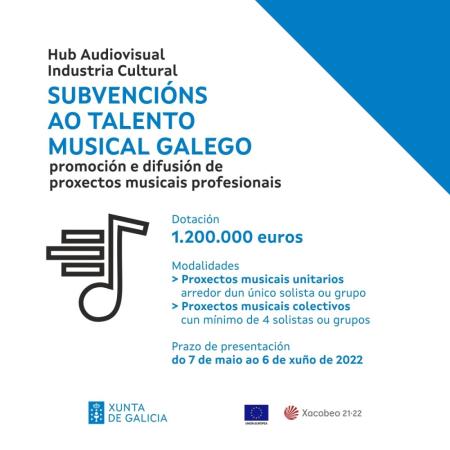 A Xunta abre unha nova liña de axudas para o talento musical galego cun investimento de 1,2 millóns de euros