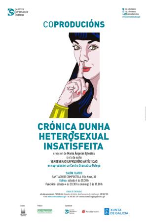 O CDG retoma a actividade pública do Salón Teatro coa estrea da coprodución 'Crónica dunha heterosexual insatisfeita'